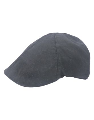 Plain Black Six Panel Flat Cap
