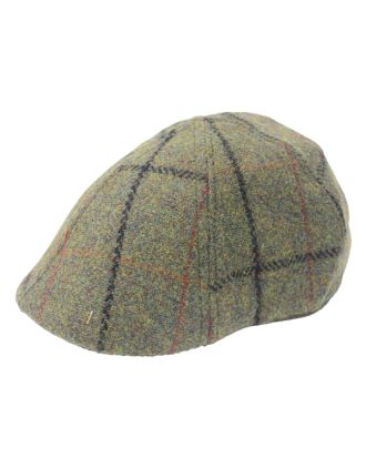 Tweed Green Plaid Design Six Panel Flat Cap