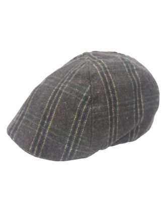Brown Pin Stripe Bleach Green Six Panel Flat Cap