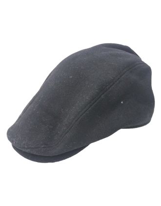 Black Colour  Wool Blend Flat Cap