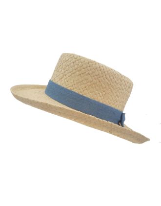Unisex Boater Sun Hat with Light Blue Bow-Knot
