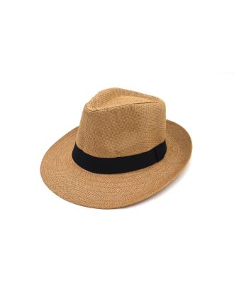 Assorted Paper Straw Trilby Hat with Black Band