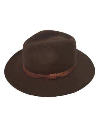 Brown Wide Brim Fedora light Brown Belt