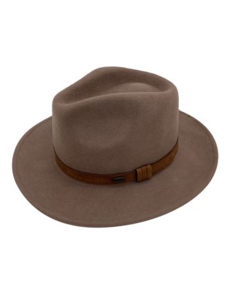 Camel wide Brim Fedora Brown Belt
