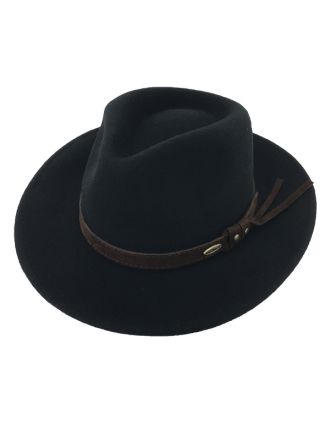 Black Wide Brim Fedora Brown Belt