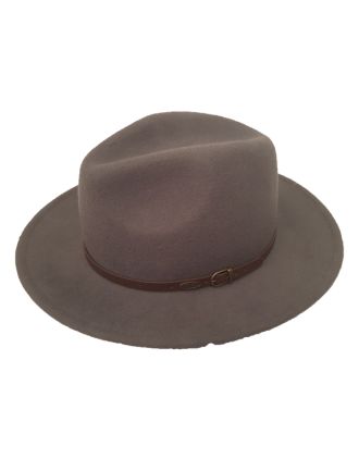 Grey Fedora Leather Slim Belt