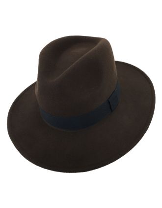 Brown Wide Brim Fedora Thick Band