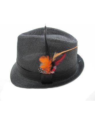 Plain Black Trilby with Feather