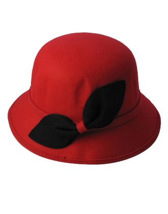 Red Polyester Cloche with Flower
