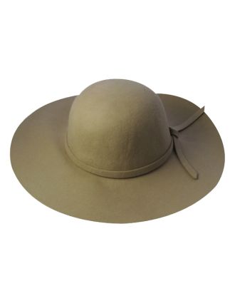 Camel  Floppy Fedora With Wide Brim, Simple Band And Adjustable Lining