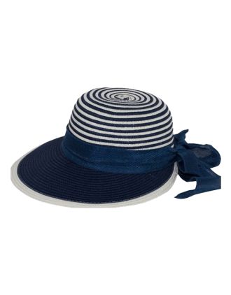 Crushable Summer Half Brim with Navy Ribbon Band
