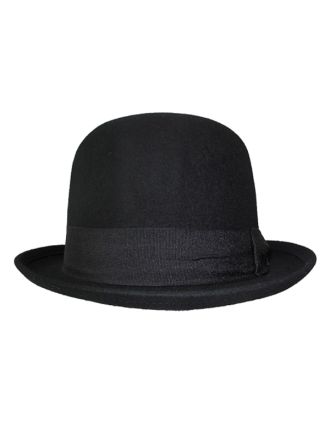 Black Felt Bowler Hat with Red Lining
