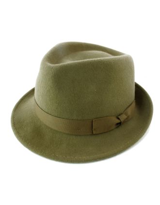 Plain Camel 100% Wool Fedora With Simple Band