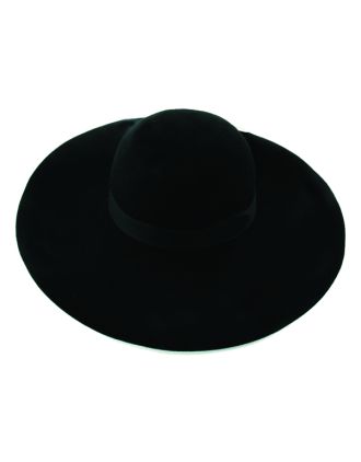 100% Wool Womens New Style Black Floppy Hat With Band And Adjustable Drawstring Lining