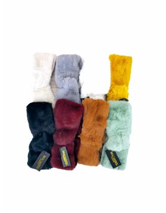 Bow Style Twisted Faux Fur Headband with Inner Lined