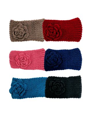 Assorted Knitted Headband with Rosing Flower and button 