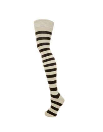 Two Colour Pastel Brown Thick Striped Over The Knee Socks