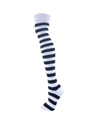 White and Black Thick Stripes Over the Knee Socks