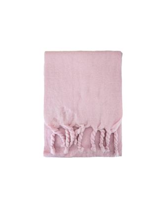 TASSELED PLAIN LIGHT PINK SCARF