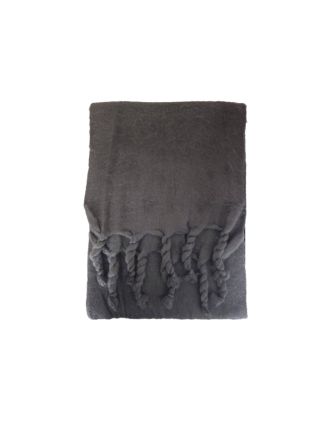 TASSELED PLAIN DARK GREY SCARF