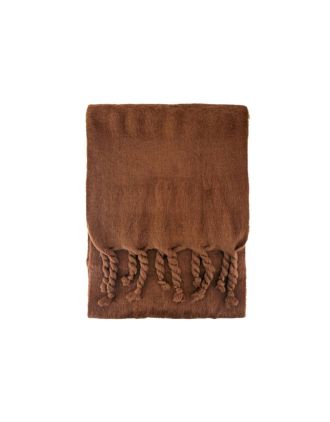 TASSELED PLAIN BROWN SCARF