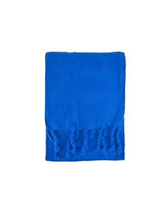 TASSELED PLAIN TURQUOISE SCARF