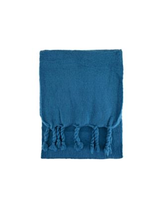 TASSELED PLAIN TEAL SCARF