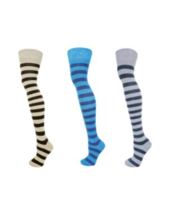 Two Colour Pastel Assorted Thick Striped Over The Knee Socks