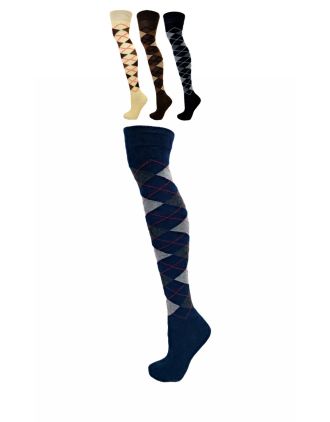 Assorted Argyle Over The Knee Socks