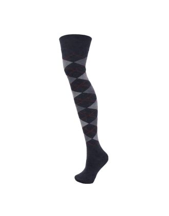 Grey Charcoal Argyle Design Over the Knee