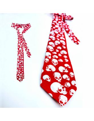 White Skulls On Red Ties