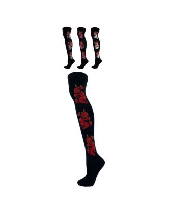 Dragon On Flame Over The Knee Socks