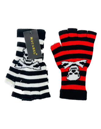 Assorted Stripe White Skull Bones Gloves
