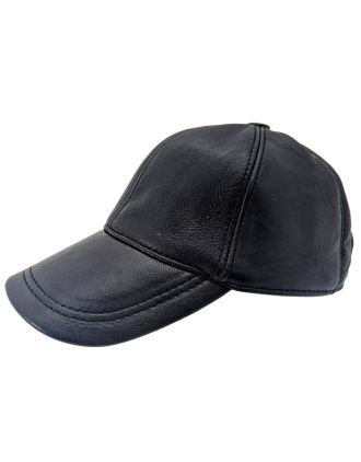 Leather Black Baseball Cap