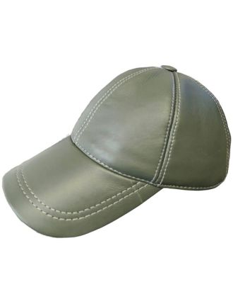 Leather Forest Green Baseball Cap