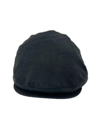 Black Linen Flat Cap