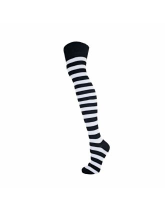 Black & White Thick Striped Over The Knee Socks