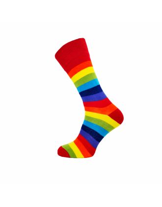 Ladies Ankle Red Rainbow Thick Stripe Socks