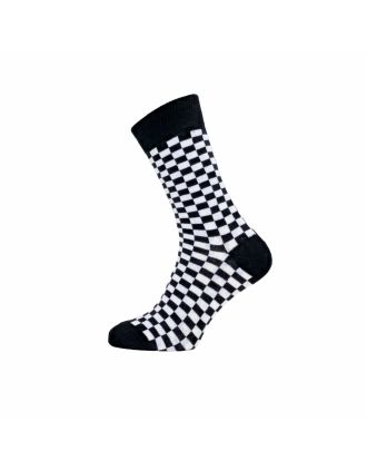 Men's Checkered Black And White Ankle Socks