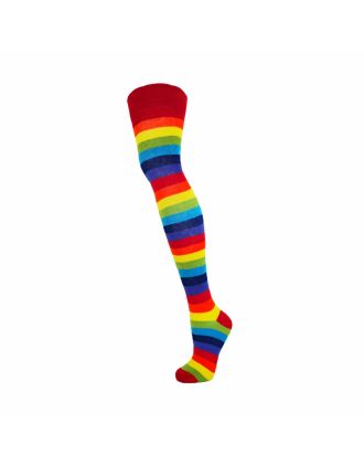 Red Rainbow Thick Striped Over The Knee Socks