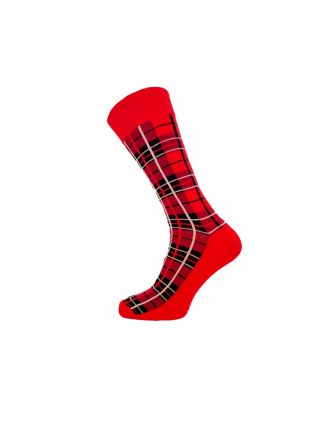 Men's Red Check Design Tartan Ankle Socks