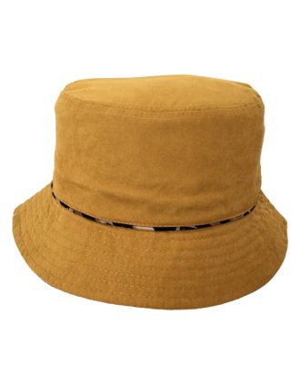 Reversible Mustard/Leopard Design Bucket Hat