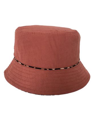 Reversible  Dark Pink/Leopard Design Bucket Hat