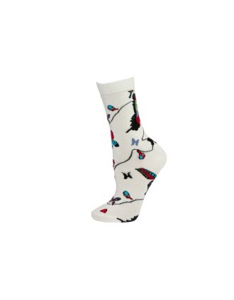Ladies Ankle White Butterfly Socks