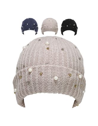 Macahel Embellished Beaded Beanie Hats