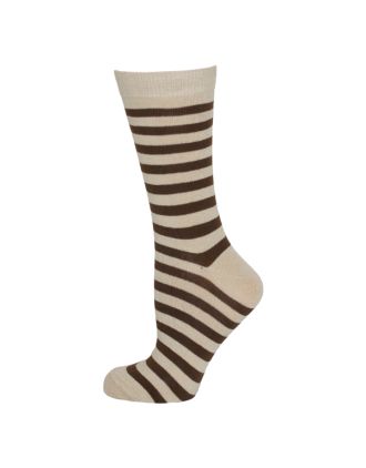Ladies Beige and Brown Thin Striped Ankle Socks