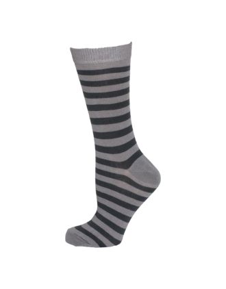 Ladies Ash Grey and Grey Thin Striped Ankle Socks