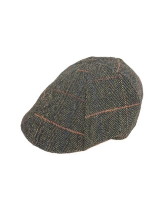 Brown Herringbone Six Panel With Colorful Lines