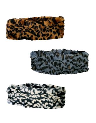 Leopard Design Fur Faux Headband Assorted Set