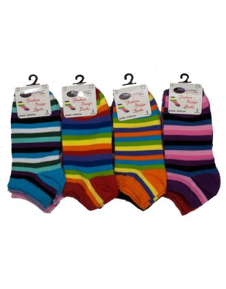 Assorted Rainbow Design Ladies Trainer Socks